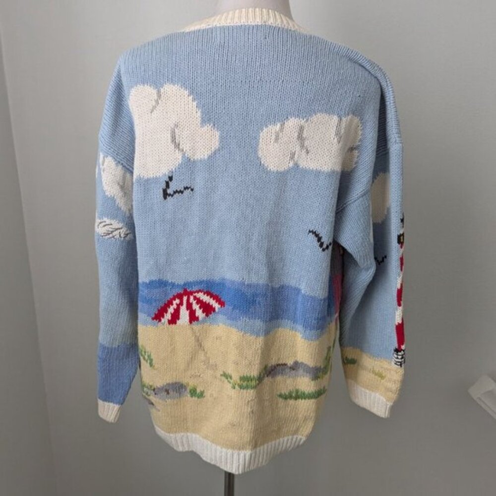 Vintage Design Options Seaside Button Up Knit Car… - image 5